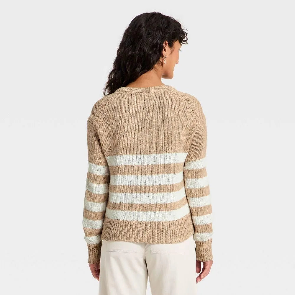 Women's Lace Up Crewneck Pullover Sweater