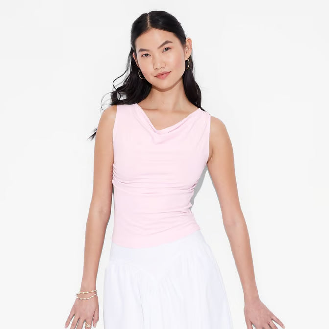 Women's Cowl Neck Tank Top Light Pink