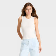 Women's Open Back Ribbed Tank Top White