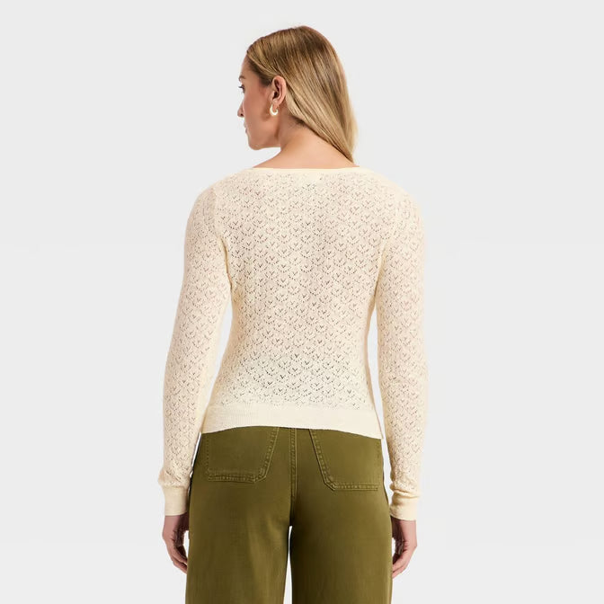 Women's Scoop Neck Pullover Sweater Cream