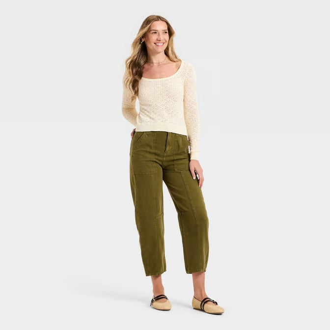 Women's Scoop Neck Pullover Sweater Cream