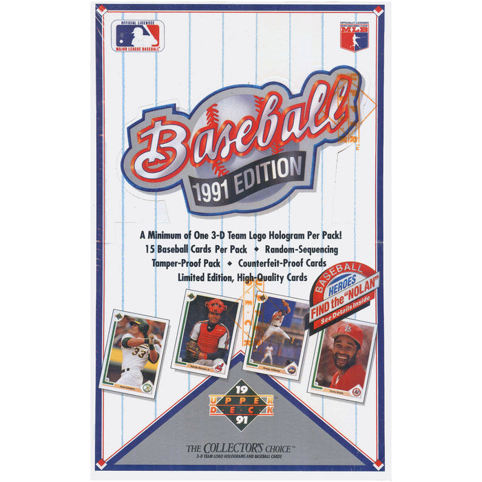 1991 Upper Deck Baseball Card Box 36 Foil Packs