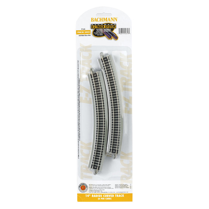 Bachmann E-Z Track System 14" Radius Curved Track 6 Card N Scale