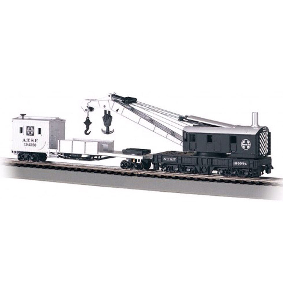 Bachmann 16102 HO Scale Santa Fe Crane Car and Boom Tender