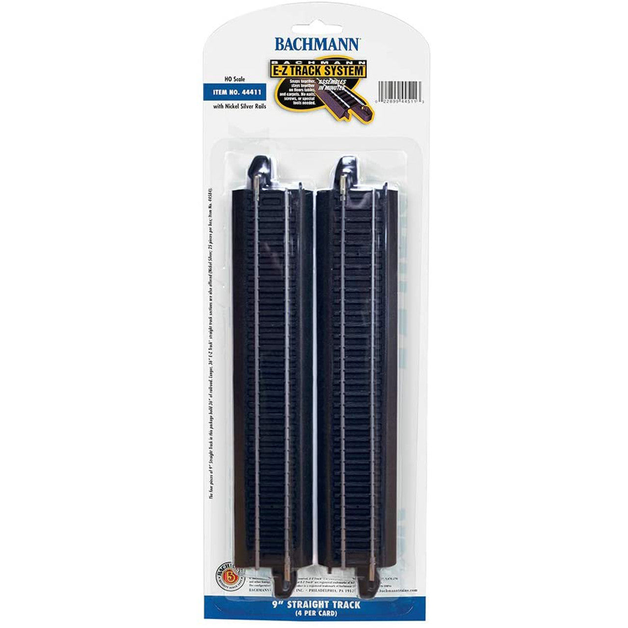 Bachmann HO Scale 9 Inch Black Straight Track Pieces 44411