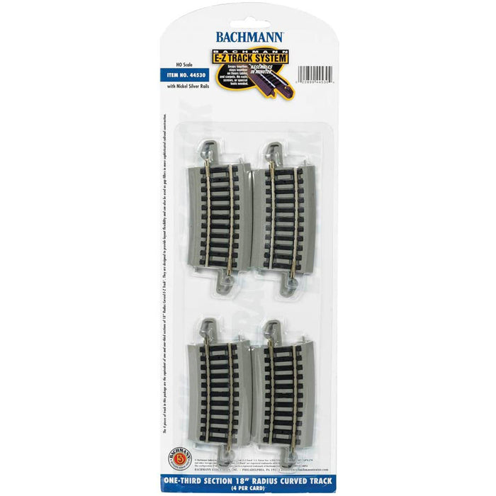 Bachmann HO Scale 18 Inch Radius Curve Track 4 Pieces 44530