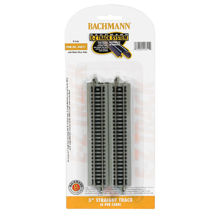 Bachmann E-Z Track System 5" Straight Track 6 Card N Scale
