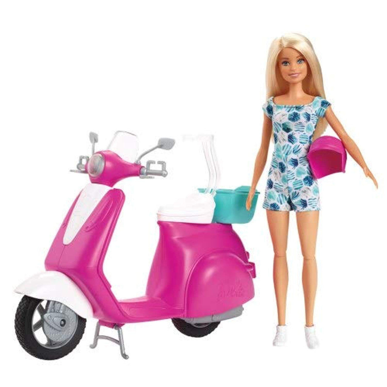 Barbie Doll and Pink Vespa Scooter With Helmet
