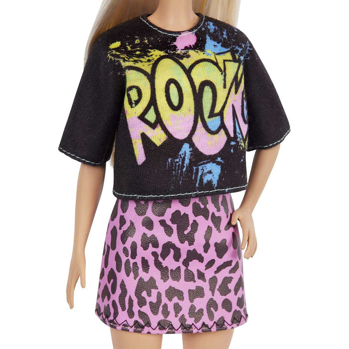 Barbie Fashionista Doll in Rock Shirt and Leopard Mini Skirt