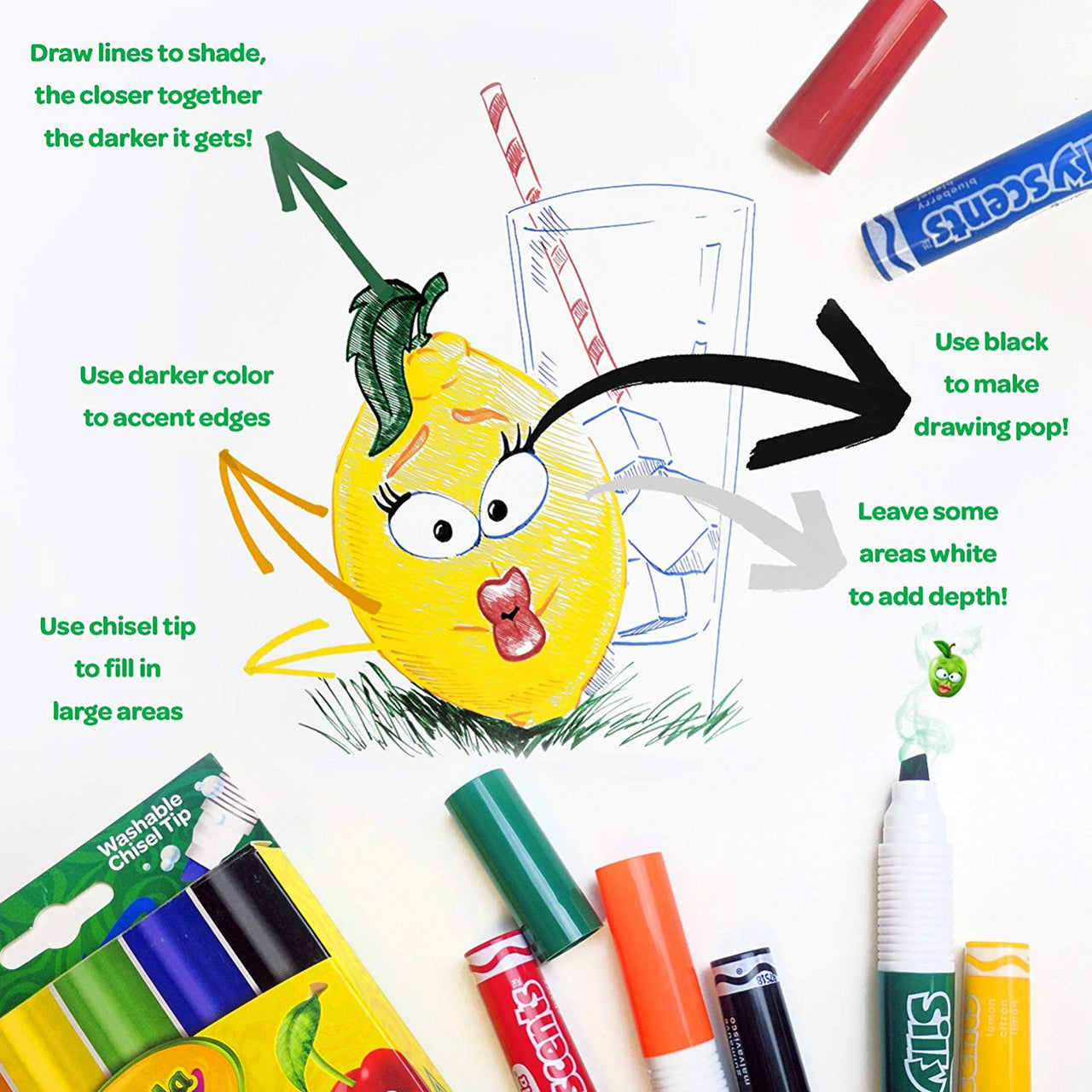 Crayola Silly Scents Scented Markers Washable 6 Count