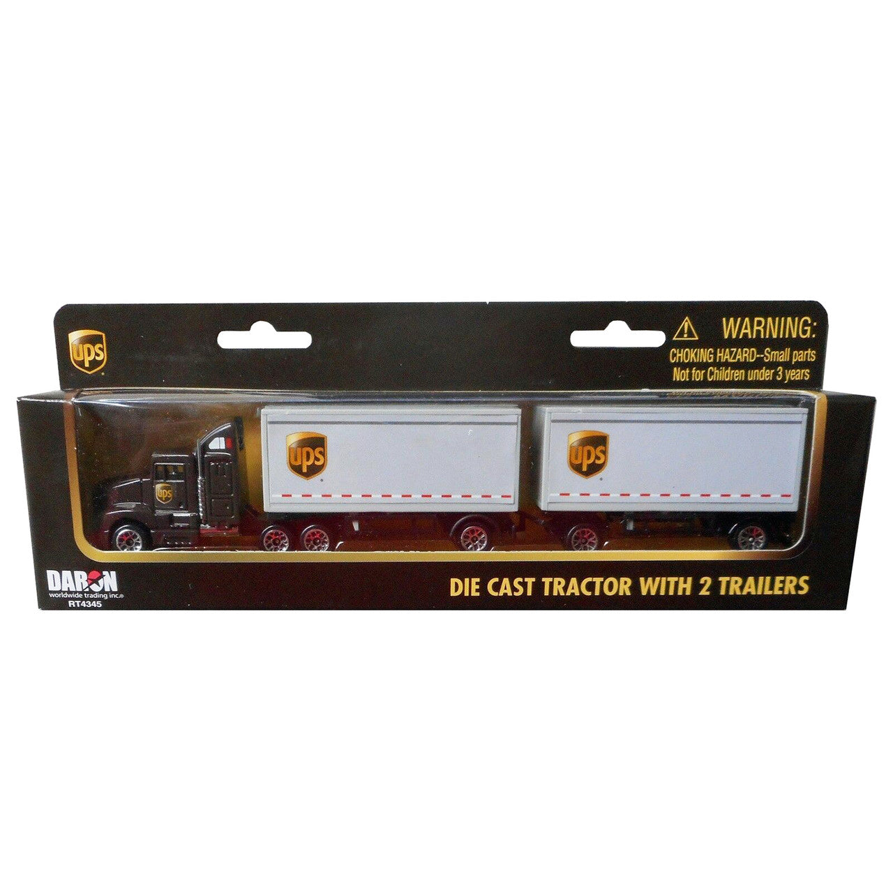 Daron Die-Cast UPS Tractor with Two Trailers RT4345