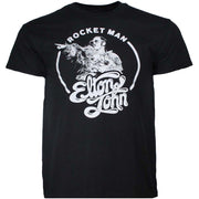 Elton John Rocket Man Circle Black T-Shirt Medium