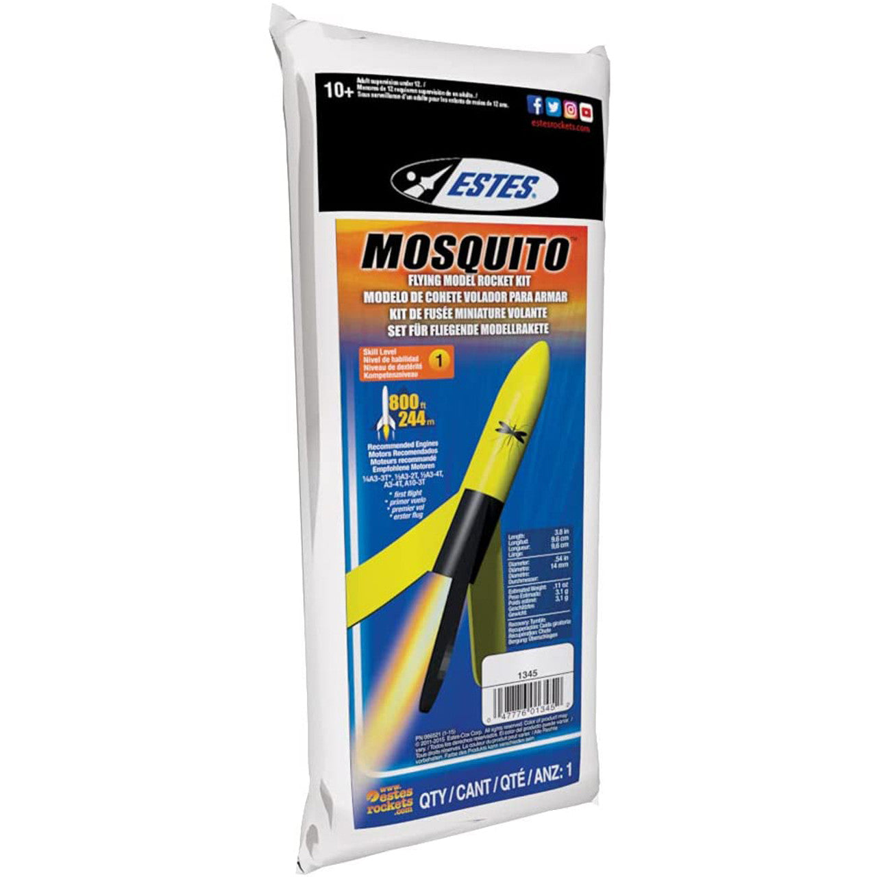 Estes 1345 Mini Mosquito Almost Ready To Fly Kit