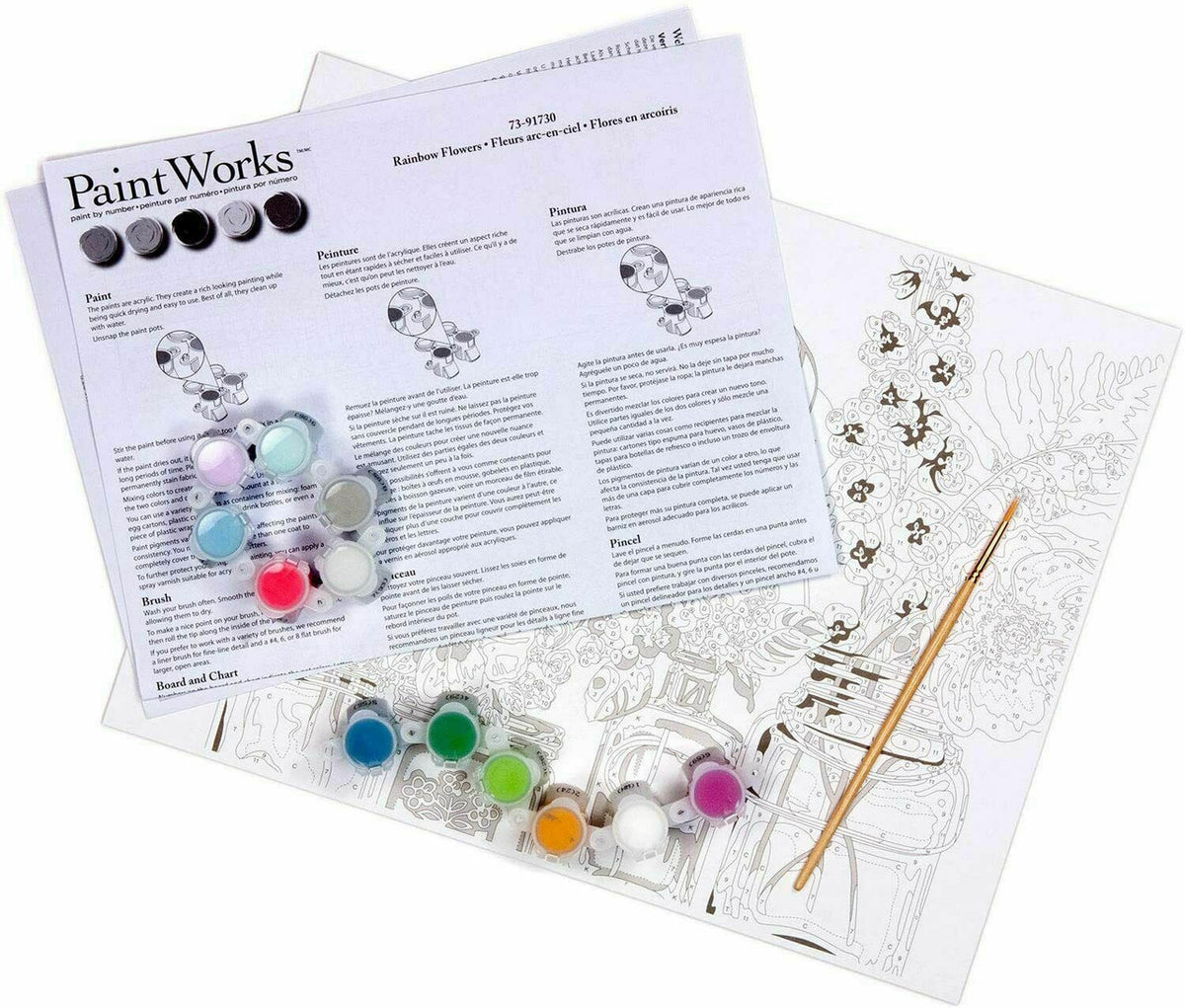 Paintworks Rainbow Flowers Paint by Number Kit