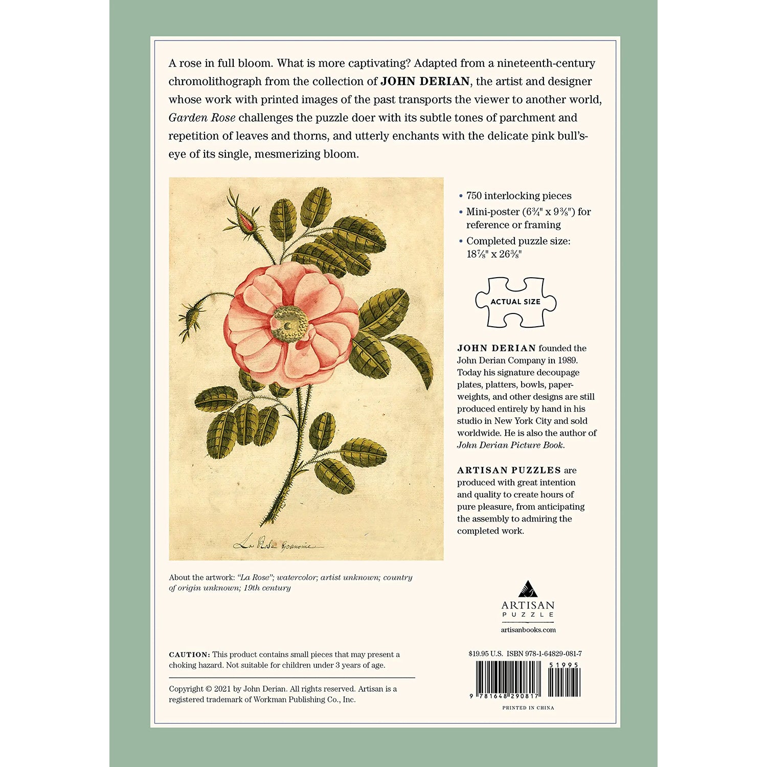 John Derian Garden Rose 1000 Piece Jigsaw Puzzle