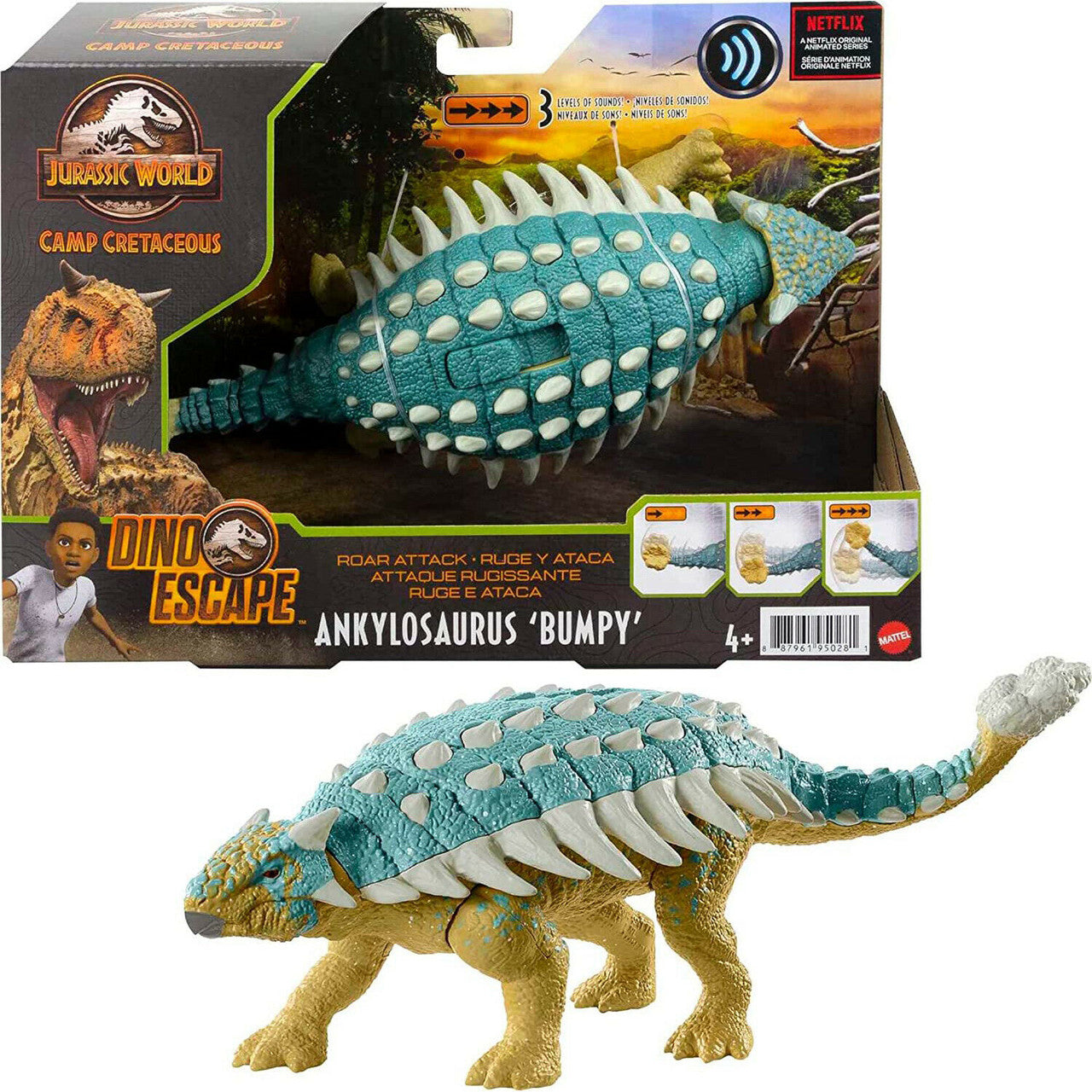 Jurassic World 3 Roar Attack Ankylosaurus Bumpy Dinosaur Figure