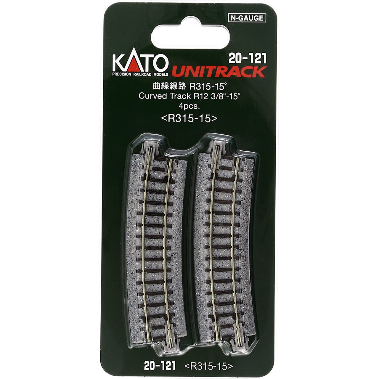 Kato N Scale Unitrack 15 Degree Radius Curve Track 4 Pieces 20-121