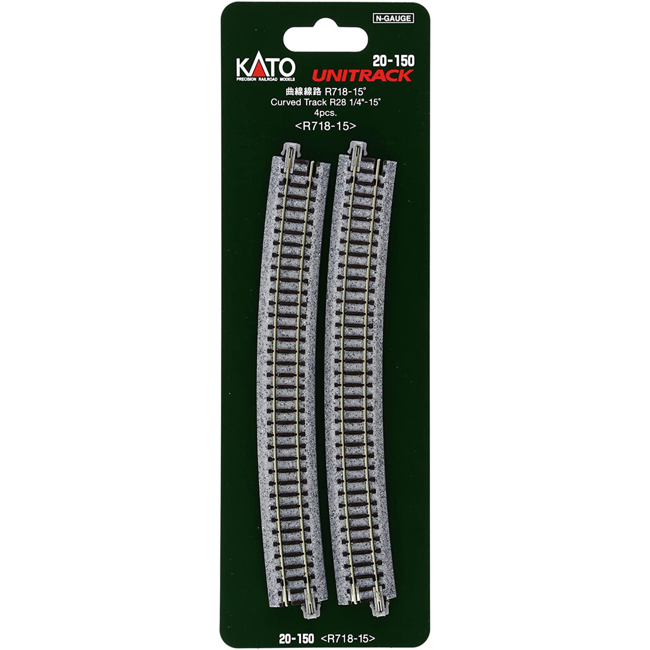 Kato N Scale Unitrack Curved Track R28 4 Pieces 20-150