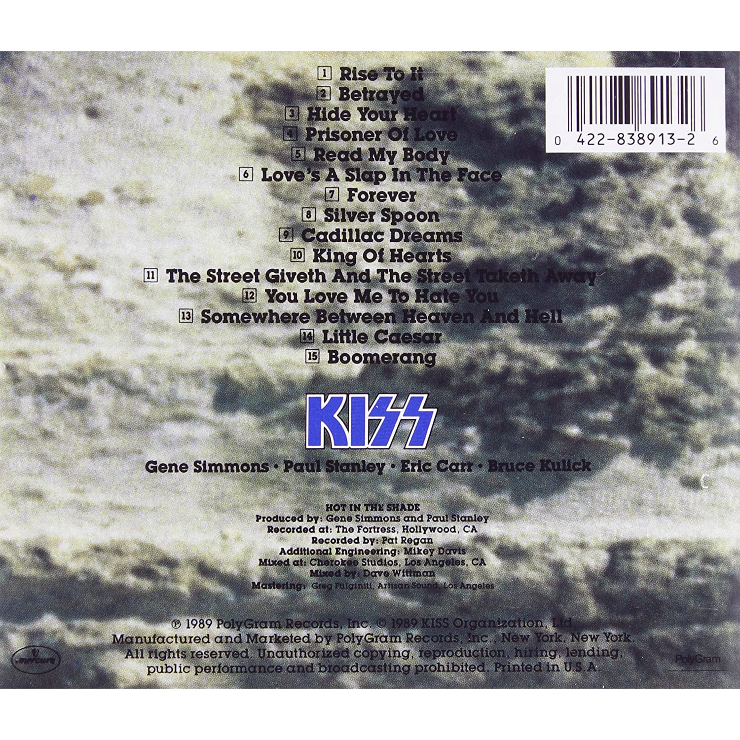 Kiss Hot In The Shade CD