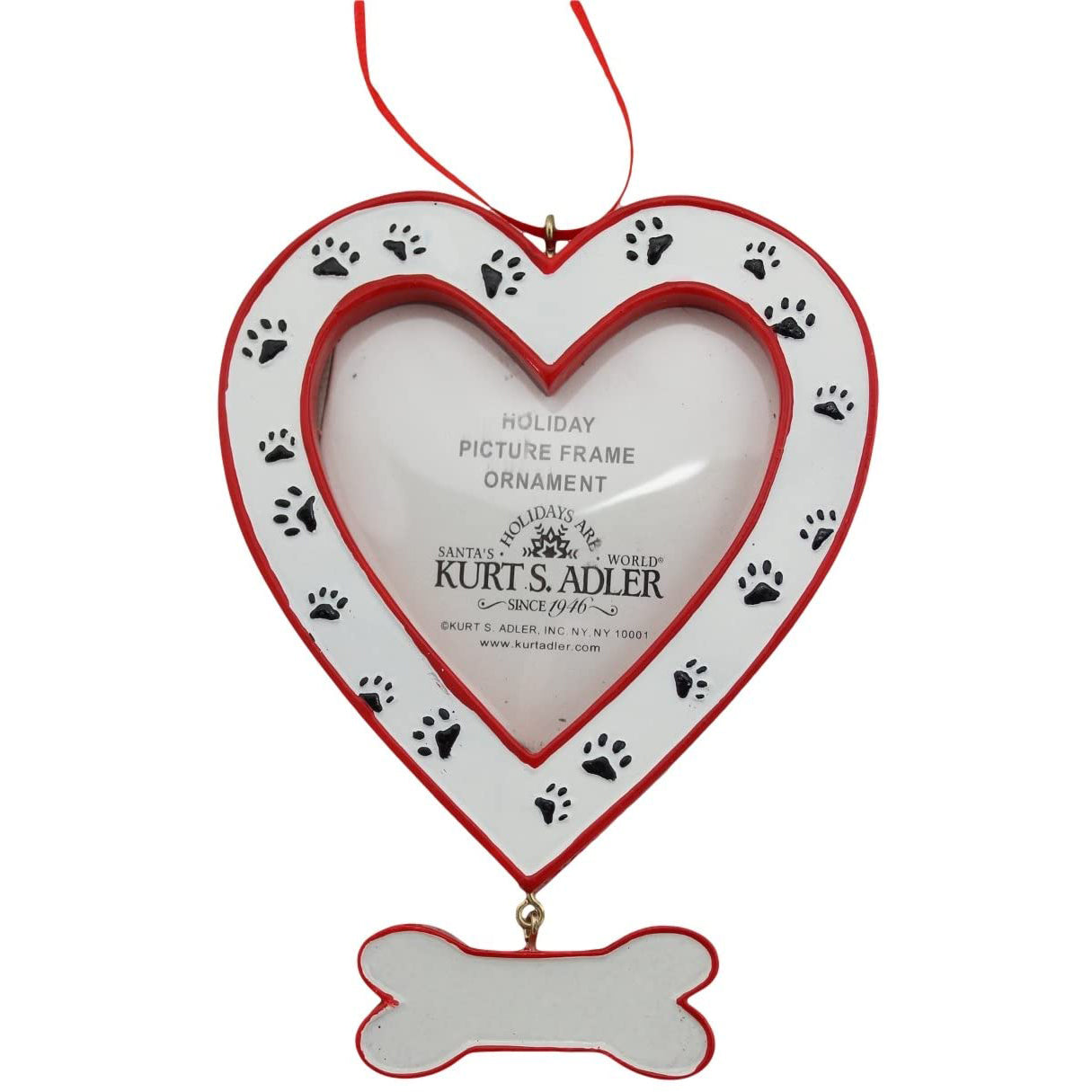 Kurt Adler Heart Picture Frame With Dog Bone Ornament