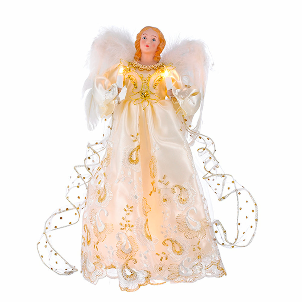 Kurt Adler 14 Inch UL 10 Light Gold Angel Treetop UL1074
