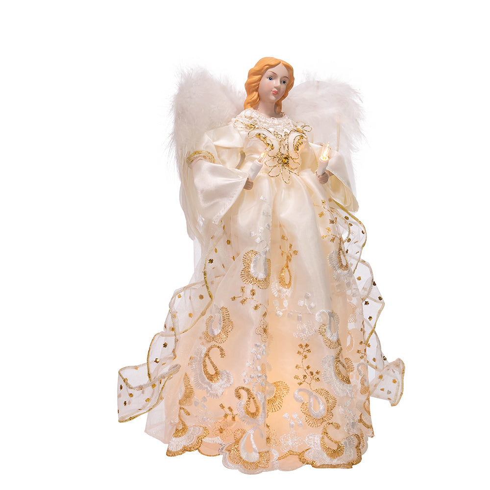 Kurt Adler 14 Inch UL 10 Light Gold Angel Treetop UL1074