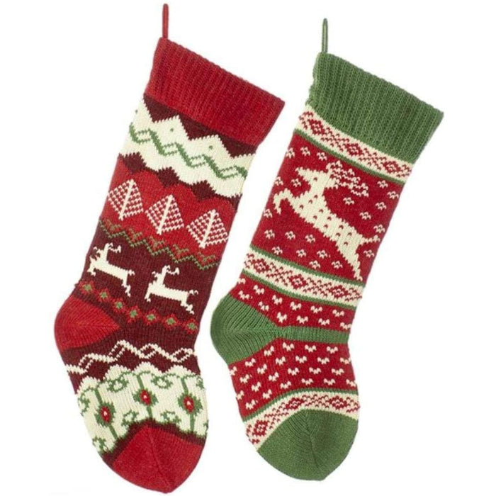 Kurt Adler 20 Inch Heavy Knit Reindeer Stockings 2 Piece Set B0679