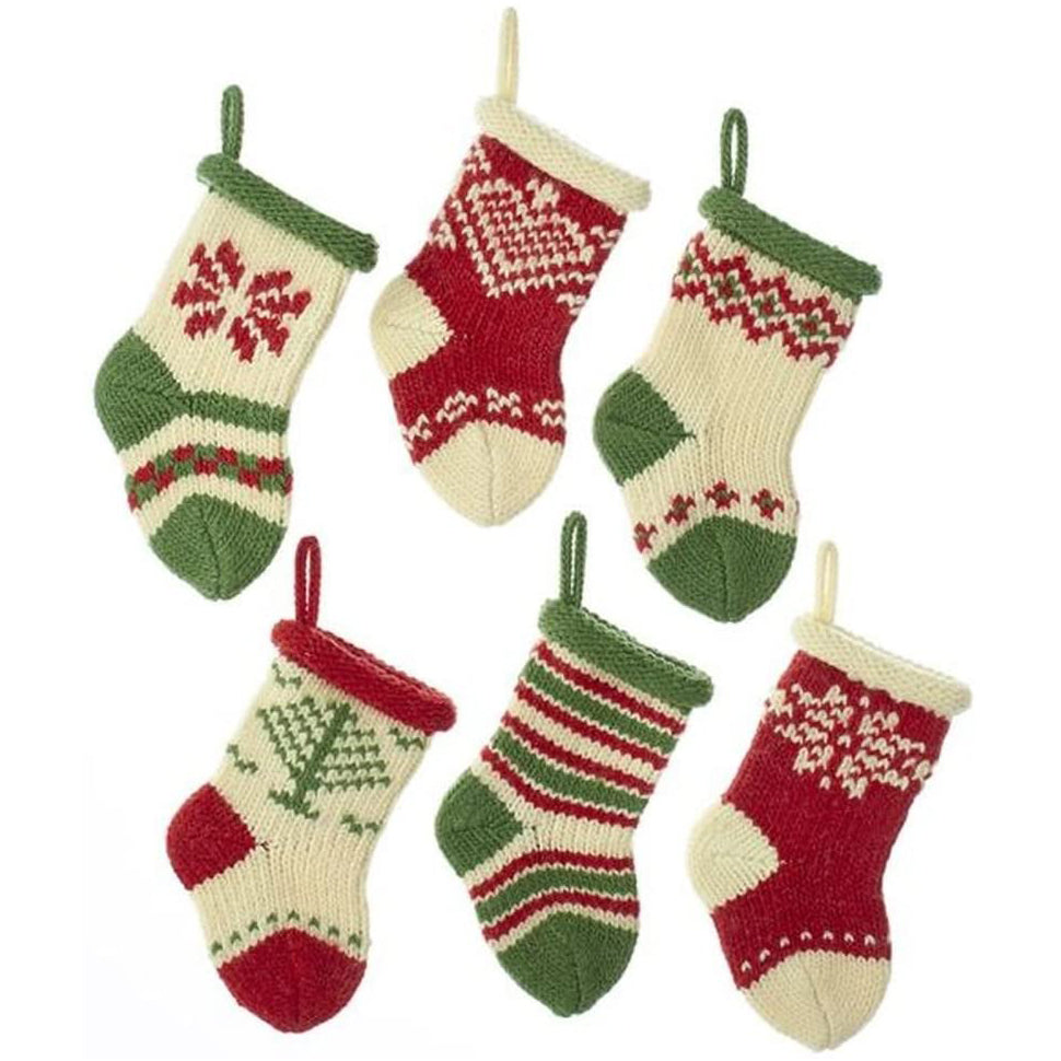 Kurt Adler 5 Inch Mini Knit Stocking Set 6 Piece B0684