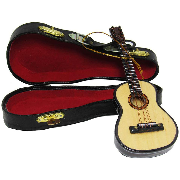 Kurt Adler Wooden Pearlized Guitar Ornament with Case J4544