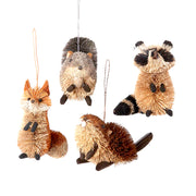 Kurt Adler Buri Bristle Woodland Animal Ornaments 4 Assorted