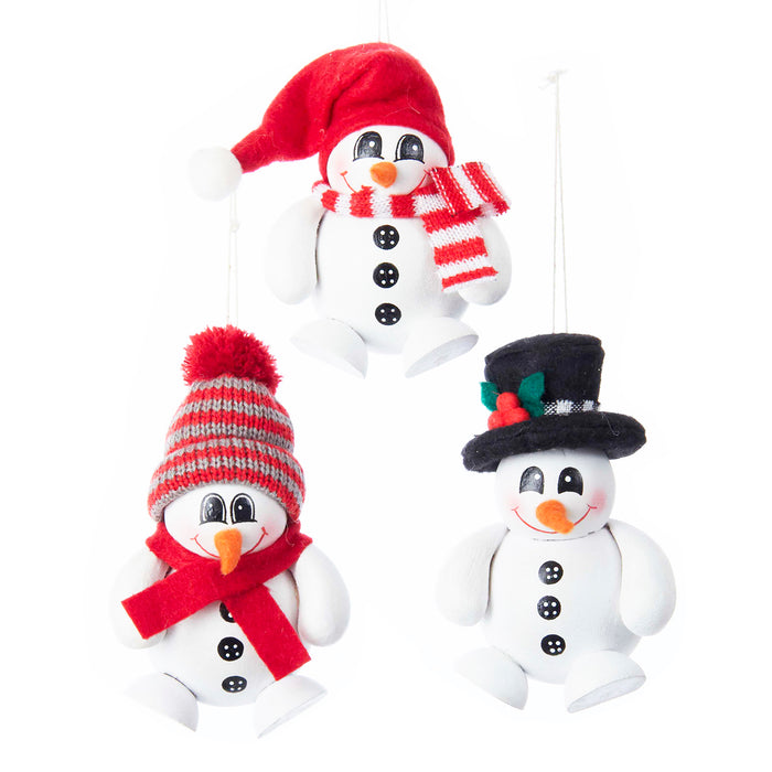 Kurt Adler 3D Wooden Snowman Ornaments 3 Piece Set D3211