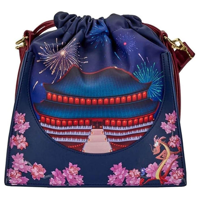 Loungefly Disney Mulan Castle Cinch Sack Crossbody Bag