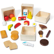 Melissa & Doug Food Groups Play Set 21 Wooden Pieces and 4 Crates