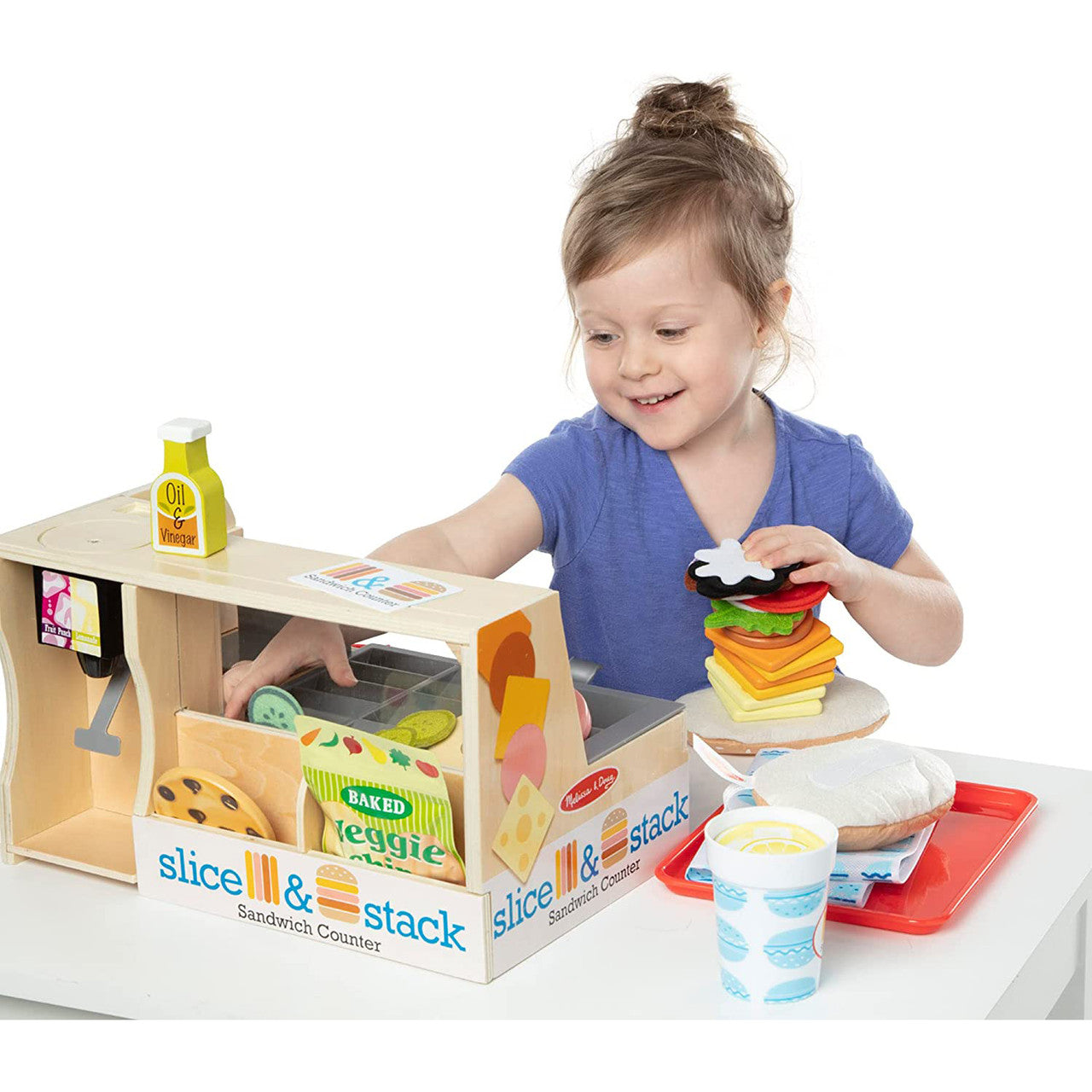 Melissa & Doug Wooden Slice & Stack Sandwich Counter