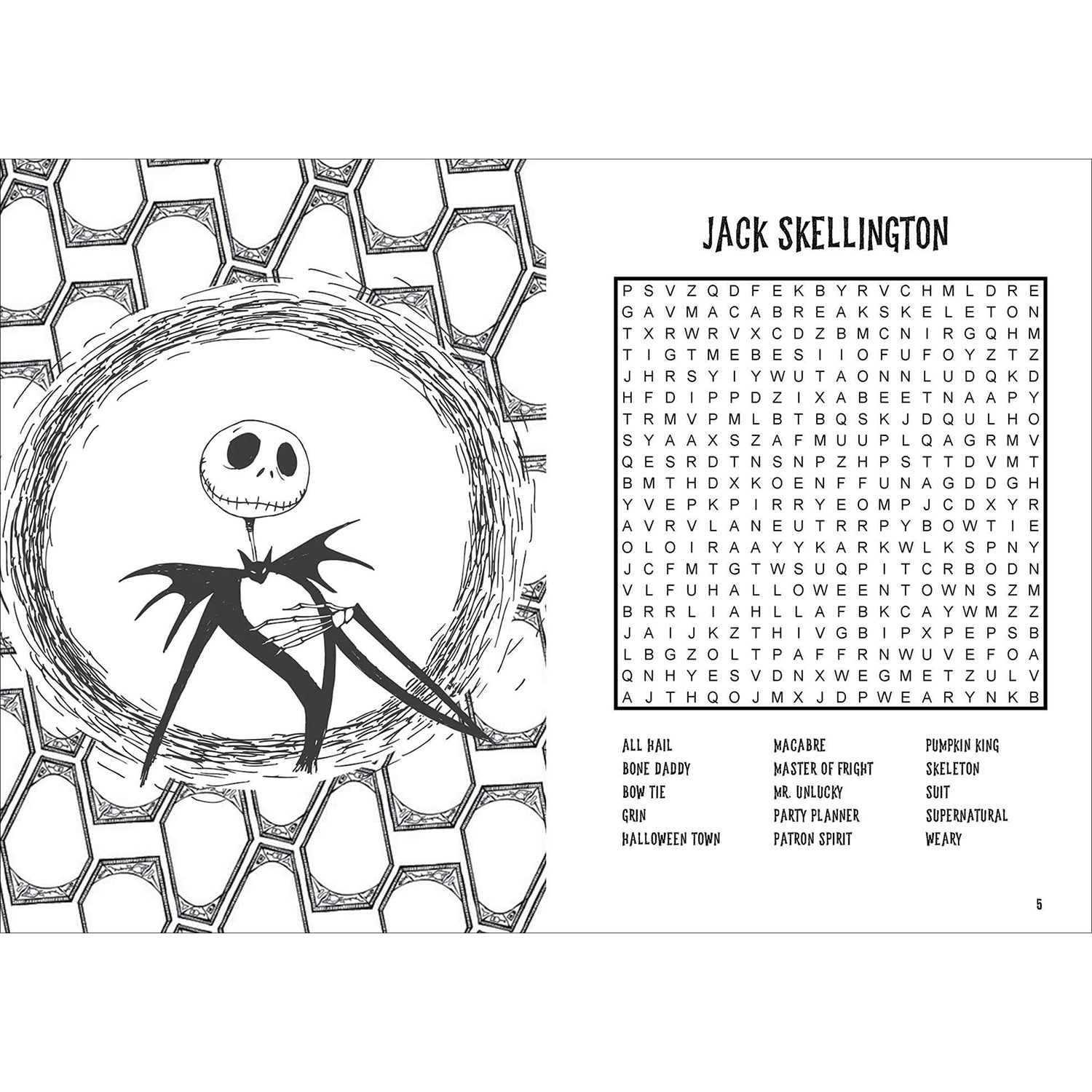 Nightmare Before Christmas Word Search and Coloring Book