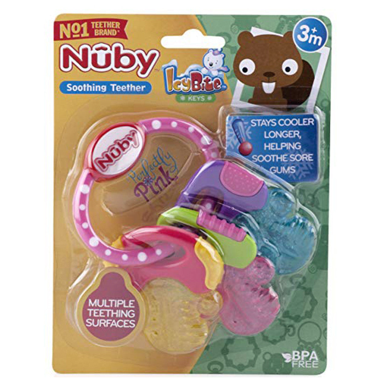 Nuby IcyBite Gel Teether Keys Pink