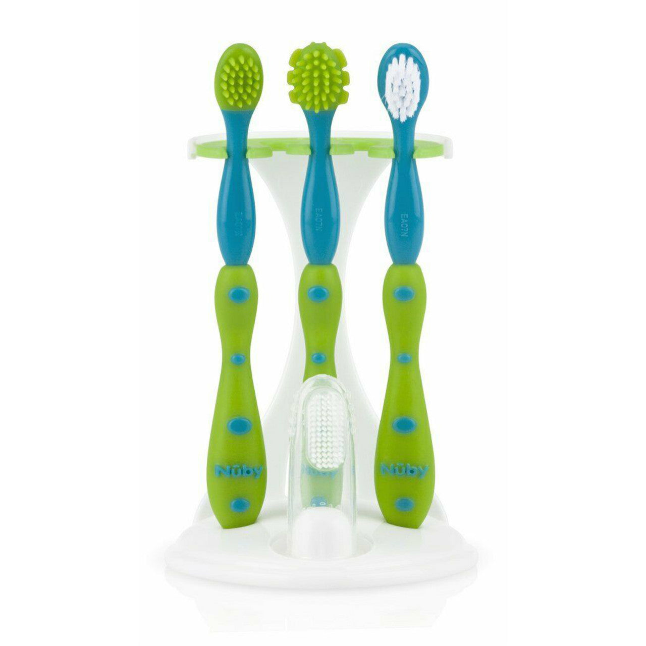 Nuby 4 Stage Oral Care 5 Piece Set Green and Blue Set
