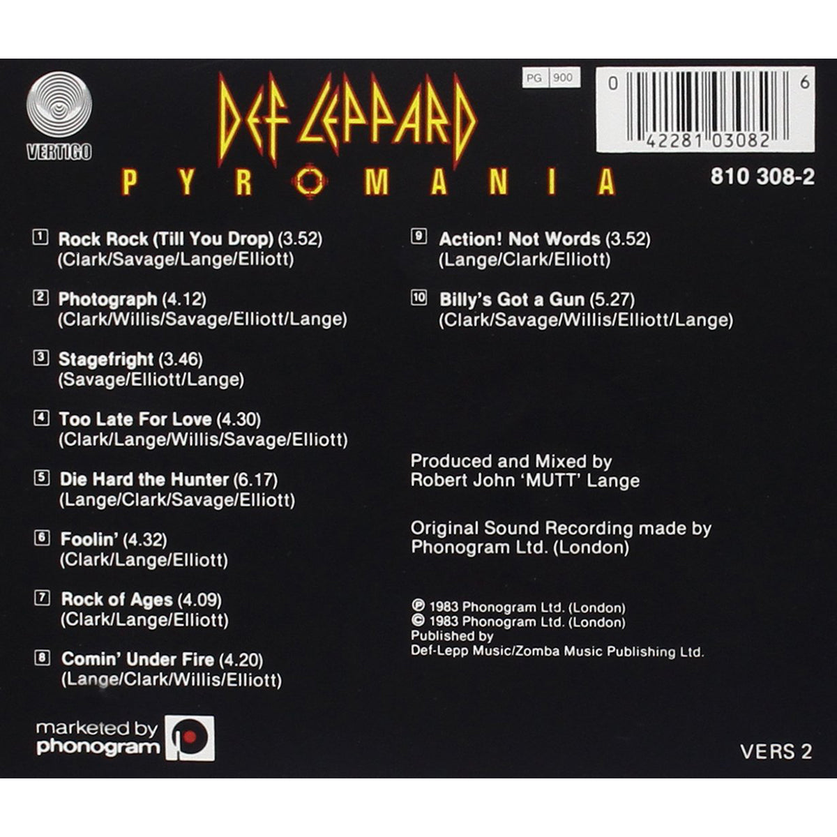 Def Leppard Pyromania CD