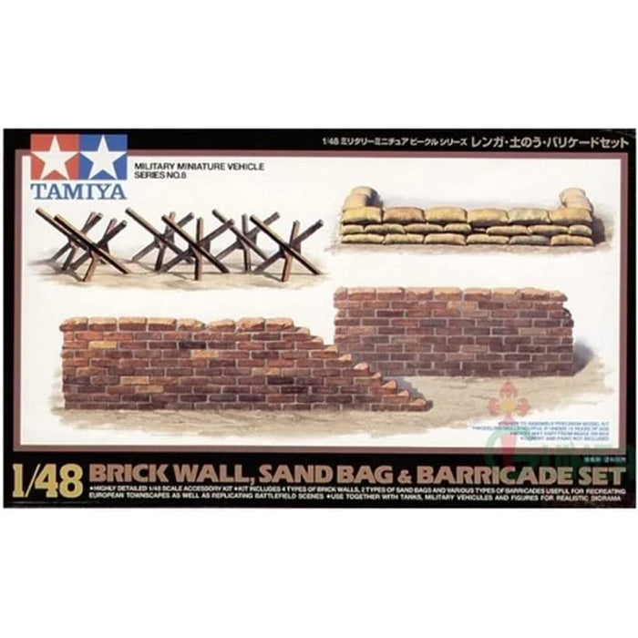 Tamiya 32508 Brick Wall, Sand Bag & Barricade Set 1:48 Scale