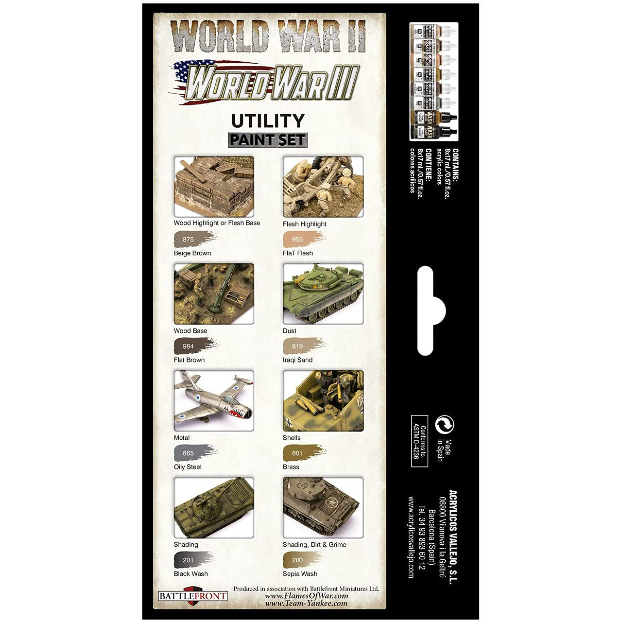 Vallejo Acrylic WWII WWIII Utility Model Paint Set 8 Colors
