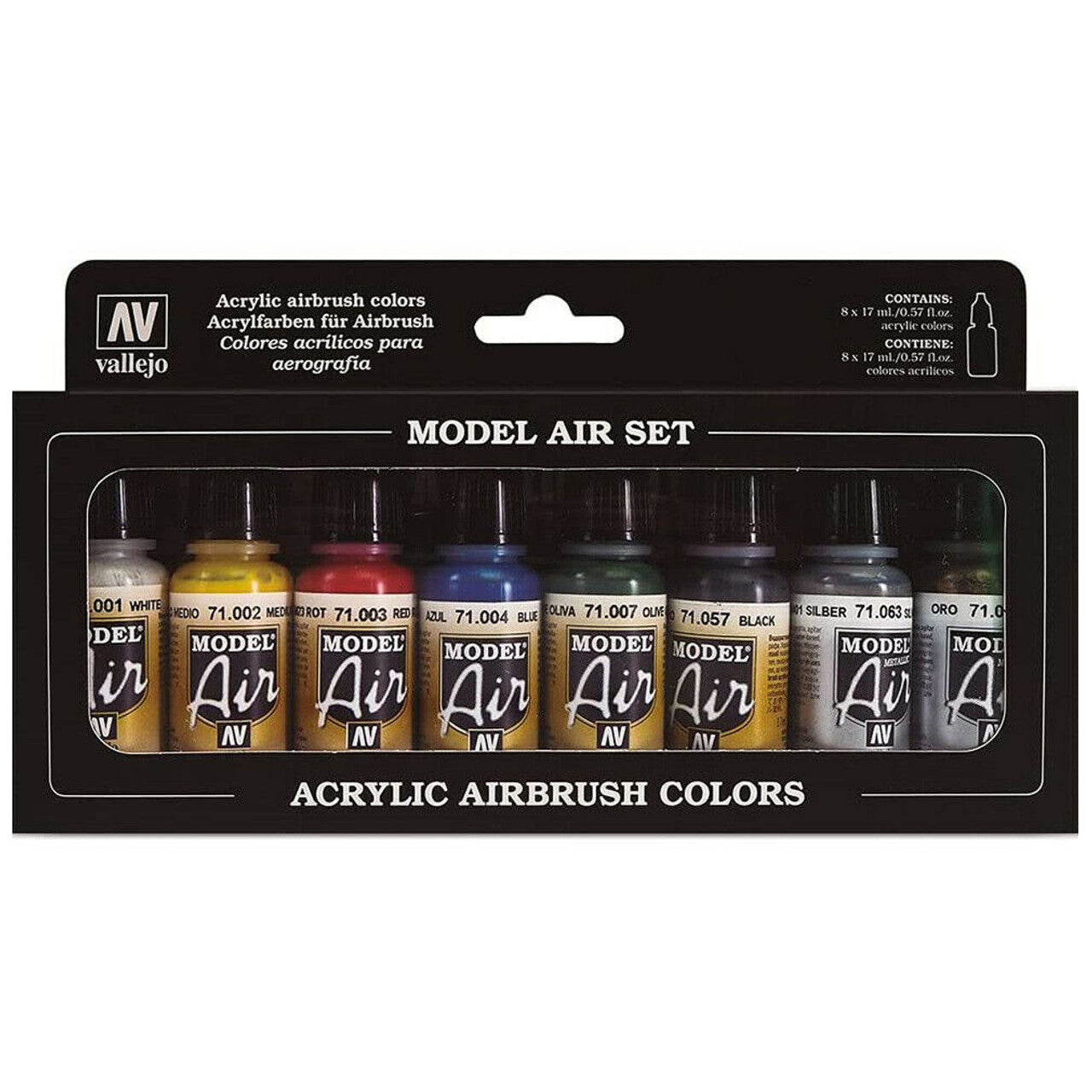 Vallejo Acrylic Airbrush Model Paint Set 8 Colors 71174