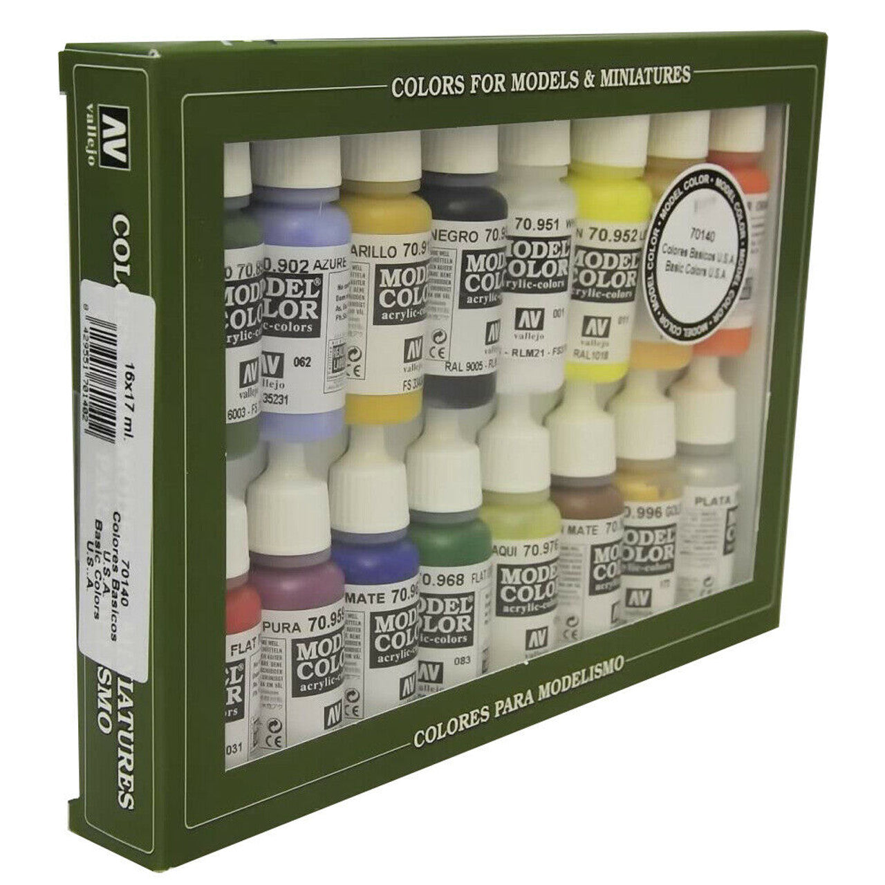 Vallejo Basic Colors Model Paint Set 16 Piece 70140