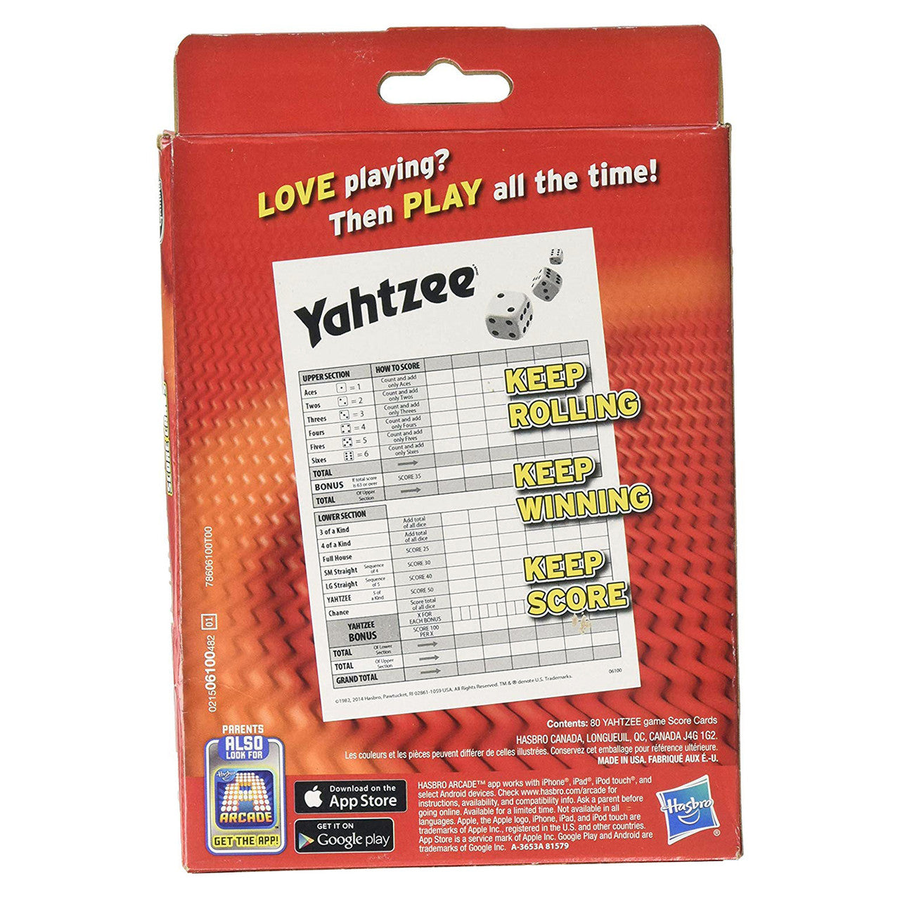 Original Yahtzee Score Cards 80 Refills