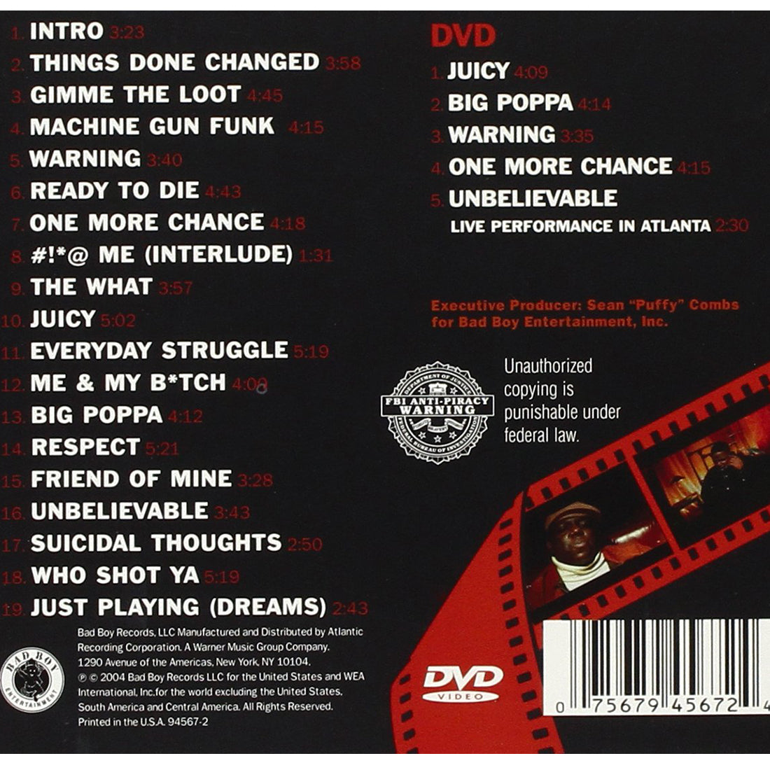 Ready to Die Remastered CD with DVD