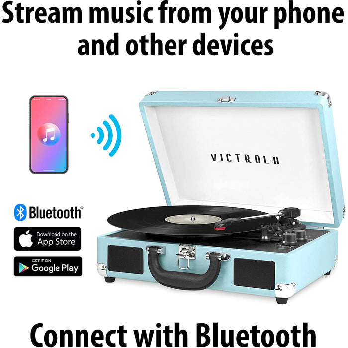 Victrola Bluetooth Suitcase Turntable 3 Speed Turquoise